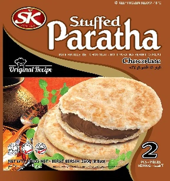 SK Kitchen Stuffed Paratha with chocolate filling, frozen 2 pieces pack by Starkiss Malaysia