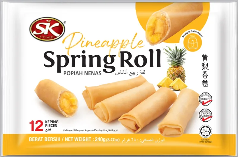 SK Kitchen Pineapple Spring Roll (Popiah Nenas), frozen snack 12 pieces pack by Starkiss Malaysia